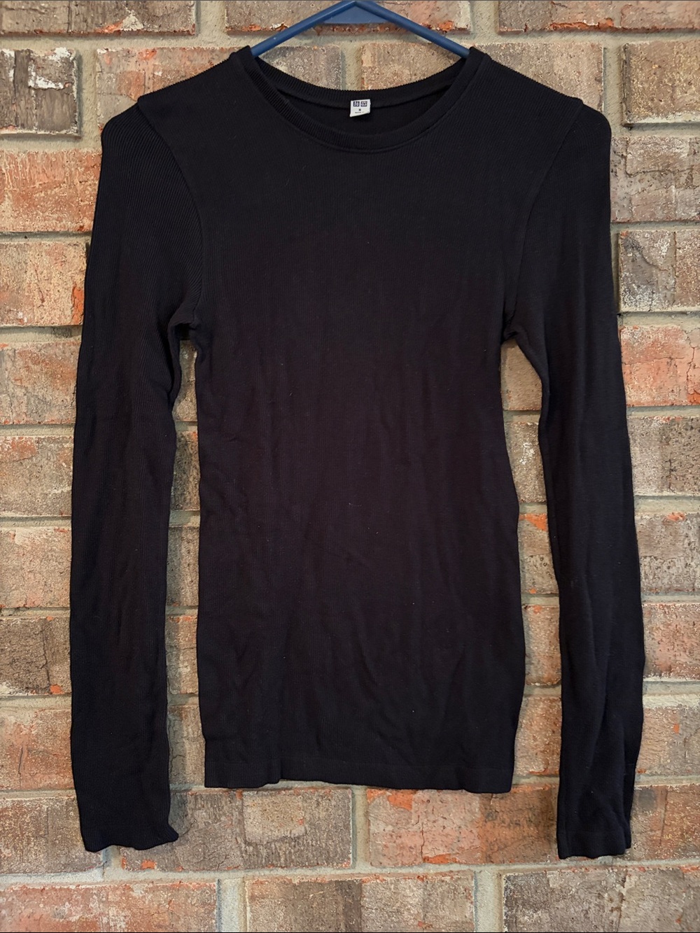 Uniqlo Black Ribbed Long Sleeve Tee